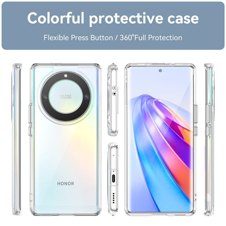 For Honor Magic5 Lite 5G / X40 5G / X9a 5G Clear Phone Case TPU + Acrylic Shockproof Protective Cover - Transparent