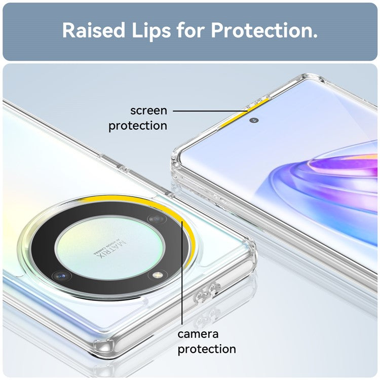 For Honor Magic5 Lite 5G / X40 5G / X9a 5G Clear Phone Case TPU + Acrylic Shockproof Protective Cover - Transparent