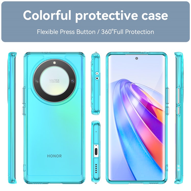 For Honor X40 5G /  X9a 5G / Magic5 Lite 5G TPU Phone Cover Candy Series Anti-scratch Smartphone Case - Transparent Blue