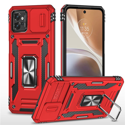 Armor Series Phone Case for Motorola Moto G32 4G , PC + TPU Protective Mobile Phone Cover Kickstand - Red