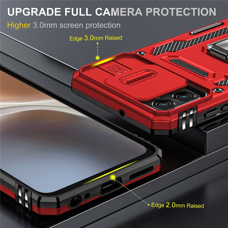 Armor Series Phone Case for Motorola Moto G32 4G , PC + TPU Protective Mobile Phone Cover Kickstand - Red