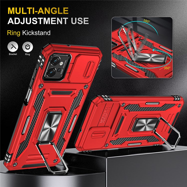 Armor Series Phone Case for Motorola Moto G32 4G , PC + TPU Protective Mobile Phone Cover Kickstand - Red