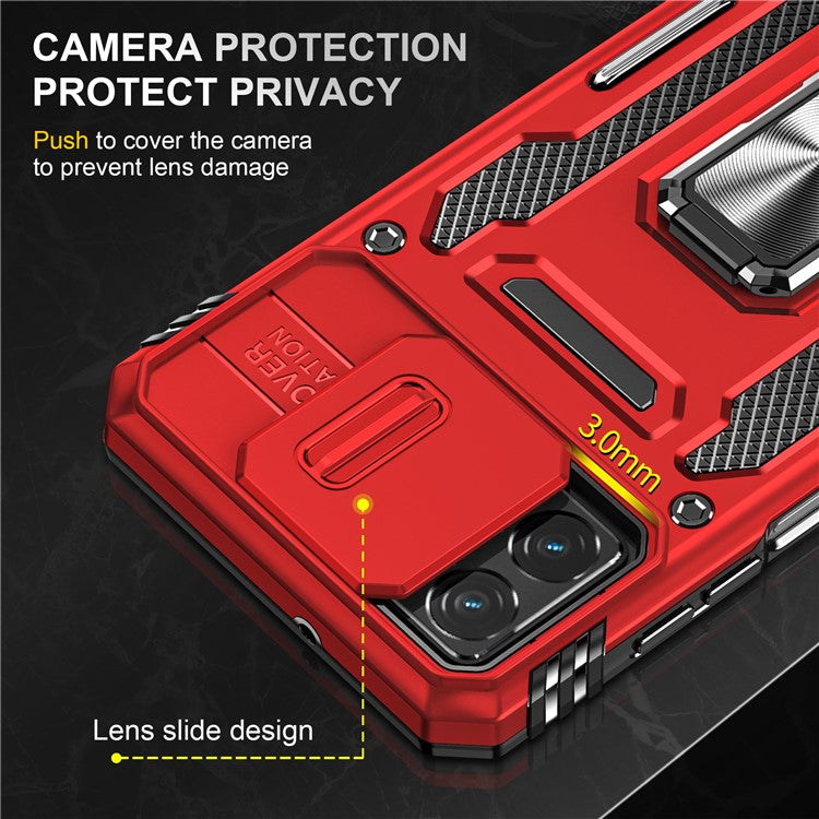 Armor Series Phone Case for Motorola Moto G32 4G , PC + TPU Protective Mobile Phone Cover Kickstand - Red