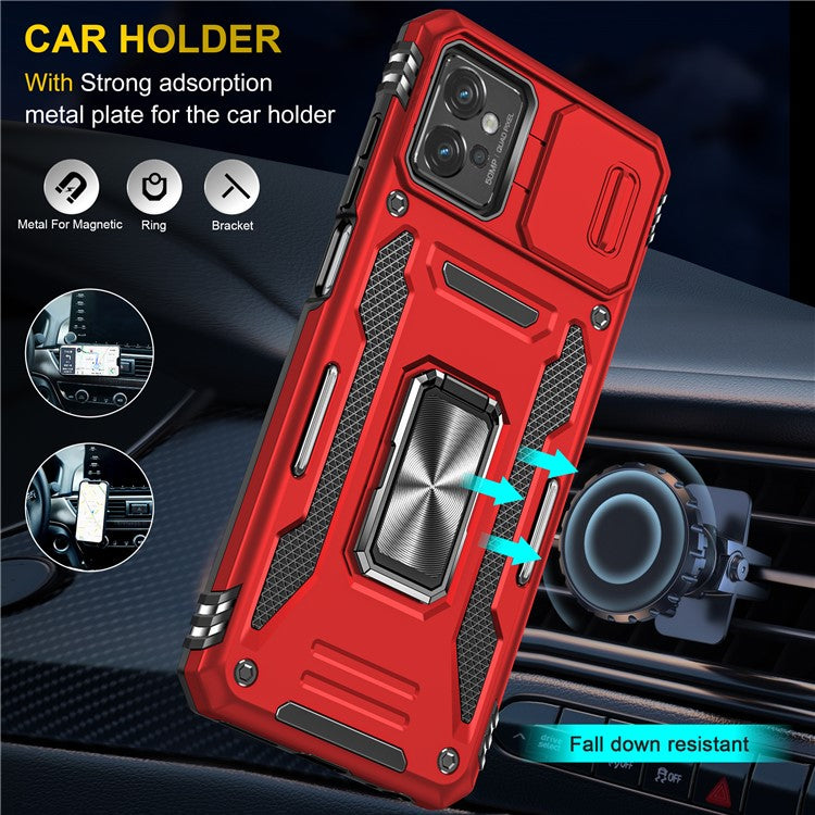 Armor Series Phone Case for Motorola Moto G32 4G , PC + TPU Protective Mobile Phone Cover Kickstand - Red