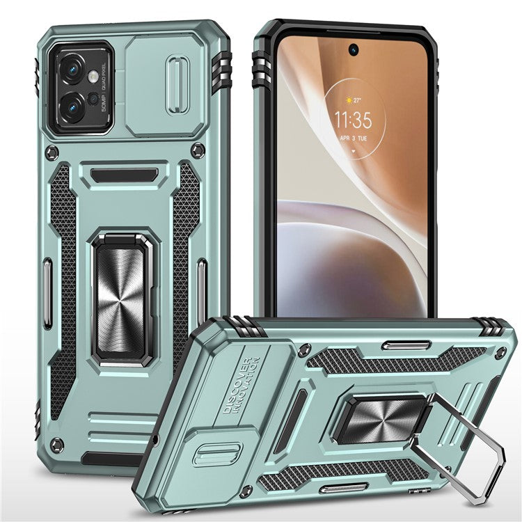 Armor Series Phone Case for Motorola Moto G32 4G , PC + TPU Protective Mobile Phone Cover Kickstand - Green