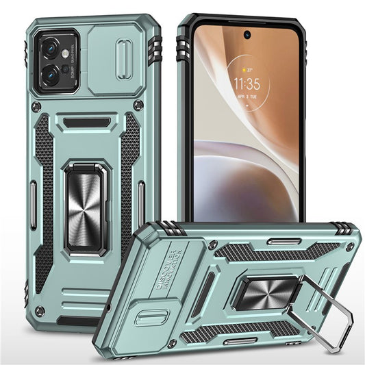 Armor Series Phone Case for Motorola Moto G32 4G , PC + TPU Protective Mobile Phone Cover Kickstand - Green