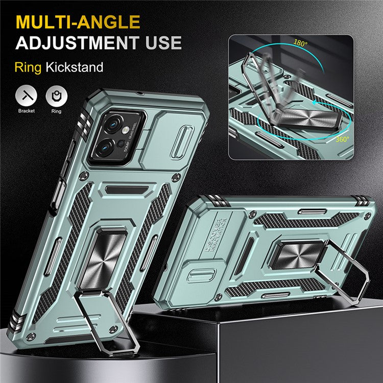 Armor Series Phone Case for Motorola Moto G32 4G , PC + TPU Protective Mobile Phone Cover Kickstand - Green