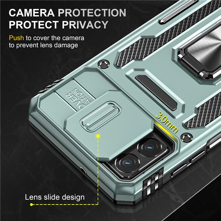 Armor Series Phone Case for Motorola Moto G32 4G , PC + TPU Protective Mobile Phone Cover Kickstand - Green