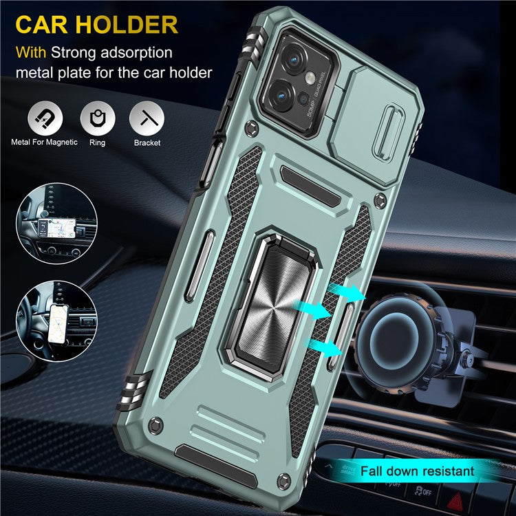 Armor Series Phone Case for Motorola Moto G32 4G , PC + TPU Protective Mobile Phone Cover Kickstand - Green
