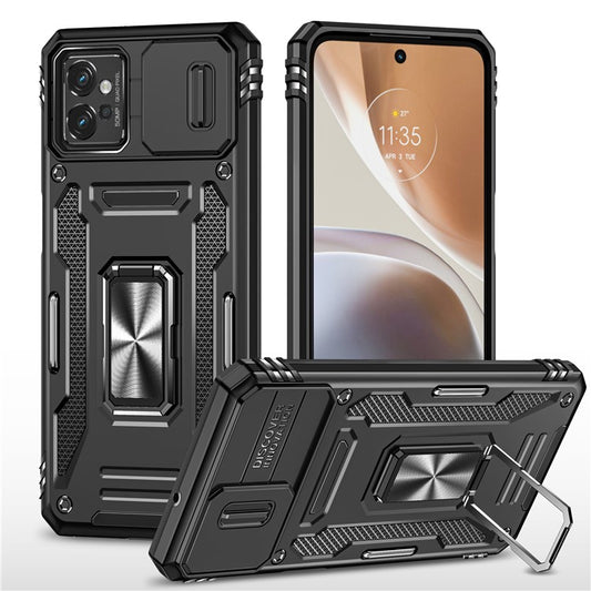 Armor Series Phone Case for Motorola Moto G32 4G , PC + TPU Protective Mobile Phone Cover Kickstand - Black