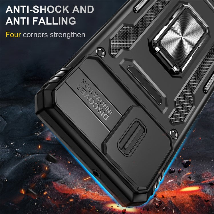 Armor Series Phone Case for Motorola Moto G32 4G , PC + TPU Protective Mobile Phone Cover Kickstand - Black