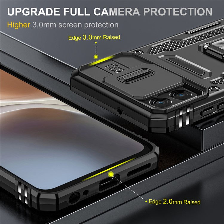 Armor Series Phone Case for Motorola Moto G32 4G , PC + TPU Protective Mobile Phone Cover Kickstand - Black