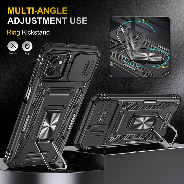 Armor Series Phone Case for Motorola Moto G32 4G , PC + TPU Protective Mobile Phone Cover Kickstand - Black