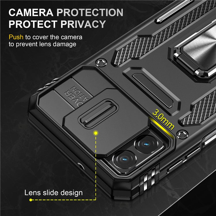 Armor Series Phone Case for Motorola Moto G32 4G , PC + TPU Protective Mobile Phone Cover Kickstand - Black