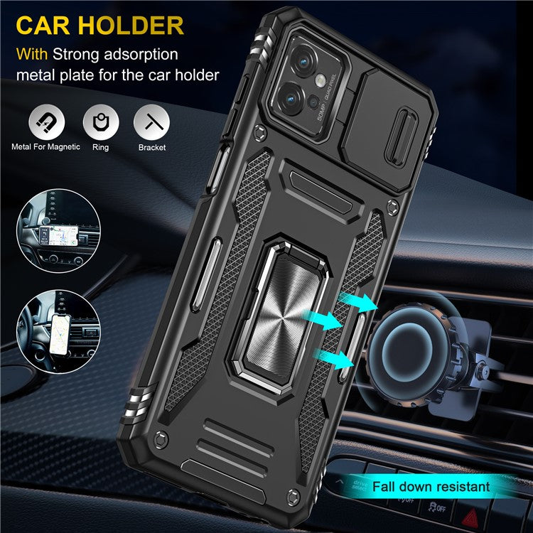 Armor Series Phone Case for Motorola Moto G32 4G , PC + TPU Protective Mobile Phone Cover Kickstand - Black