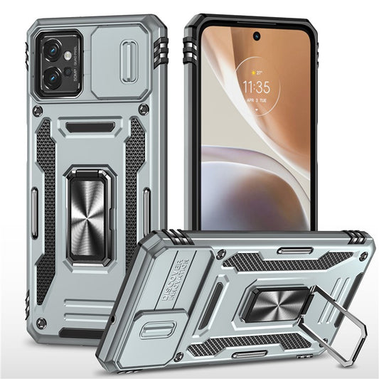 Armor Series Phone Case for Motorola Moto G32 4G , PC + TPU Protective Mobile Phone Cover Kickstand - Grey