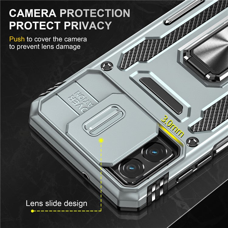 Armor Series Phone Case for Motorola Moto G32 4G , PC + TPU Protective Mobile Phone Cover Kickstand - Grey