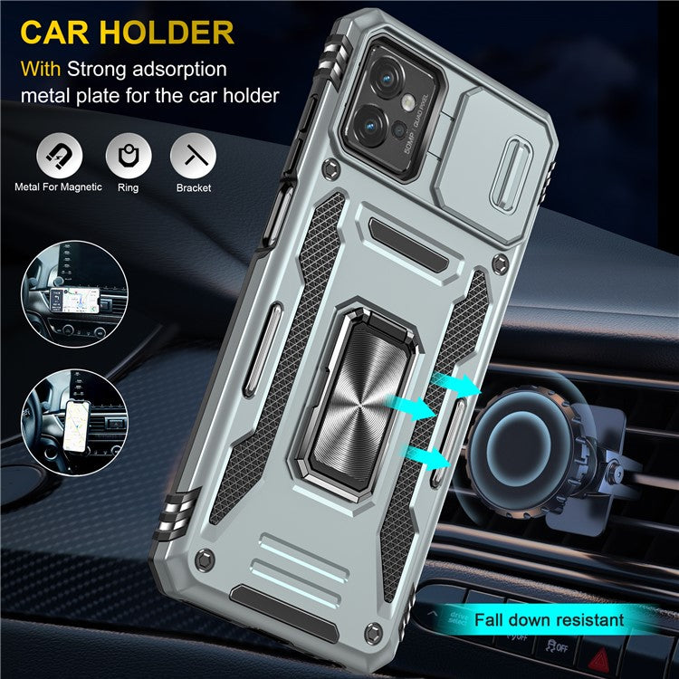 Armor Series Phone Case for Motorola Moto G32 4G , PC + TPU Protective Mobile Phone Cover Kickstand - Grey