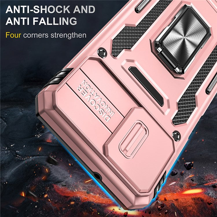 Armor Series Phone Case for Motorola Moto G32 4G , PC + TPU Protective Mobile Phone Cover Kickstand - Rose Gold