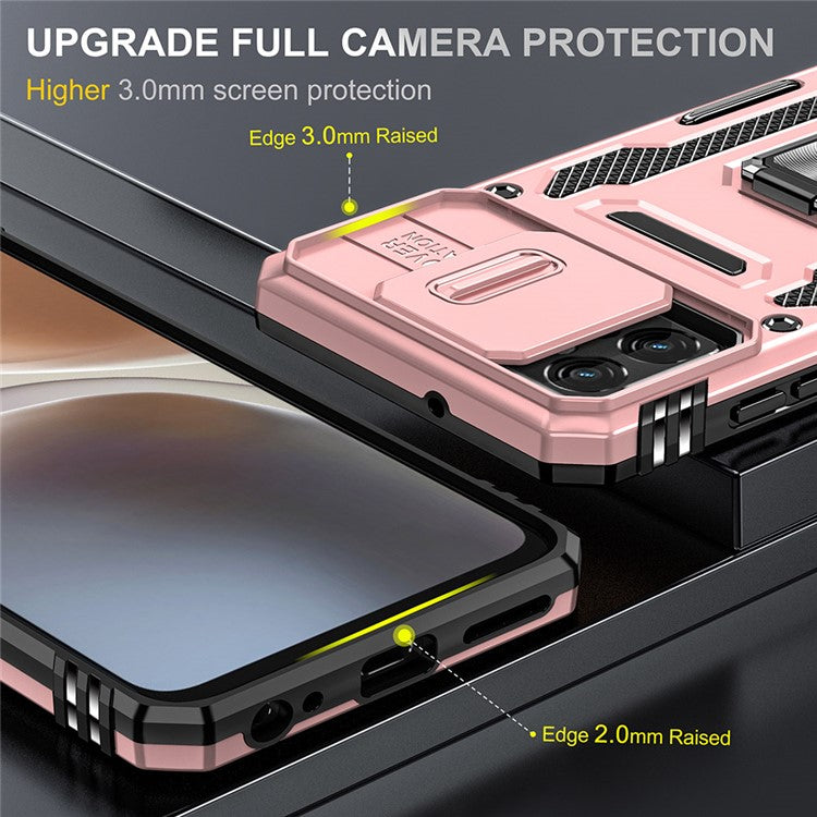 Armor Series Phone Case for Motorola Moto G32 4G , PC + TPU Protective Mobile Phone Cover Kickstand - Rose Gold