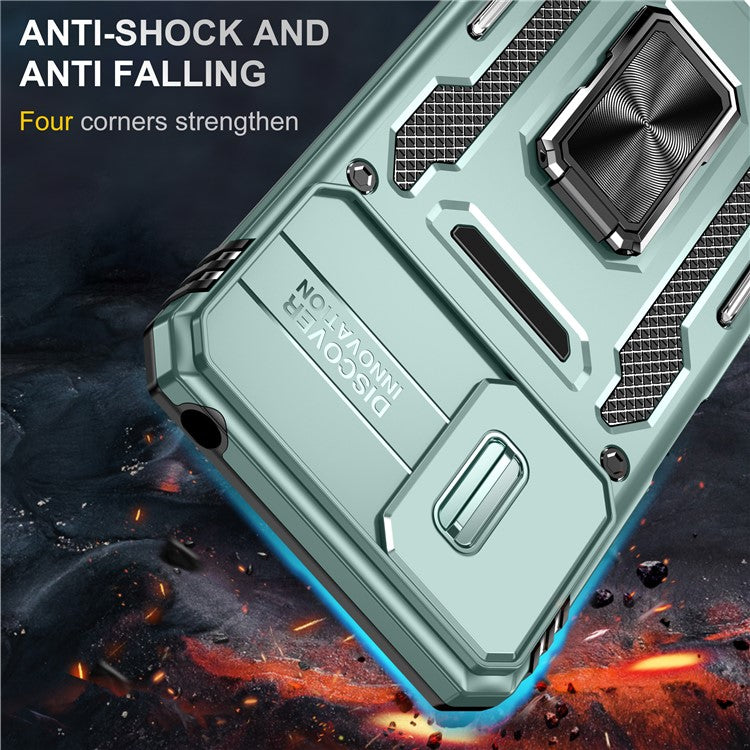 Armor Series for Motorola Moto E22i 4G / E22 4G Shockproof Phone Case Kickstand with Slide Camera Protector - Green
