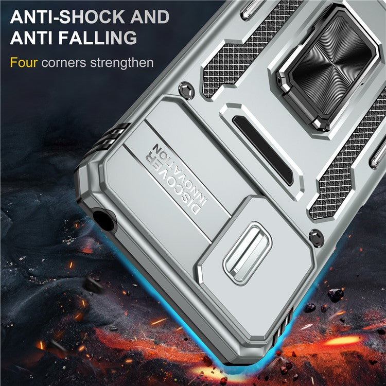 Armor Series for Motorola Moto E22i 4G / E22 4G Shockproof Phone Case Kickstand with Slide Camera Protector - Grey