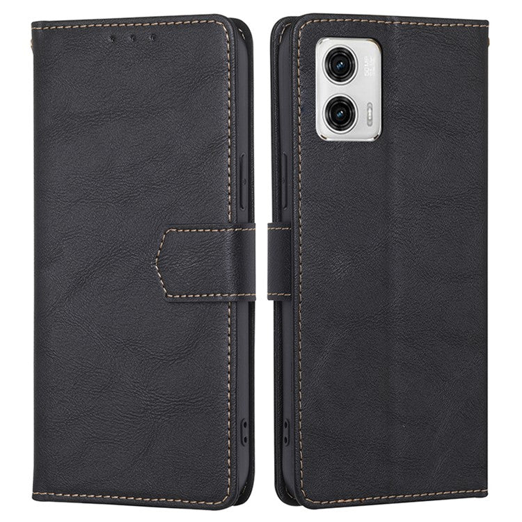 RFID Blocking Phone Stand Case for Motorola Moto G73 5G Wallet PU Leather Cellphone Cover - Black