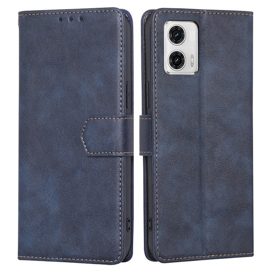 RFID Blocking Phone Stand Case for Motorola Moto G73 5G Wallet PU Leather Cellphone Cover - Blue