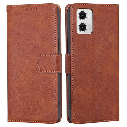 RFID Blocking Phone Stand Case for Motorola Moto G73 5G Wallet PU Leather Cellphone Cover - Brown