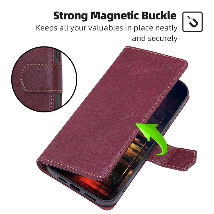 RFID Blocking Phone Stand Case for Motorola Moto G73 5G Wallet PU Leather Cellphone Cover - Wine Red