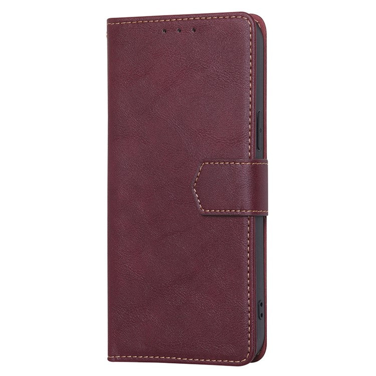 RFID Blocking Phone Stand Case for Motorola Moto G73 5G Wallet PU Leather Cellphone Cover - Wine Red