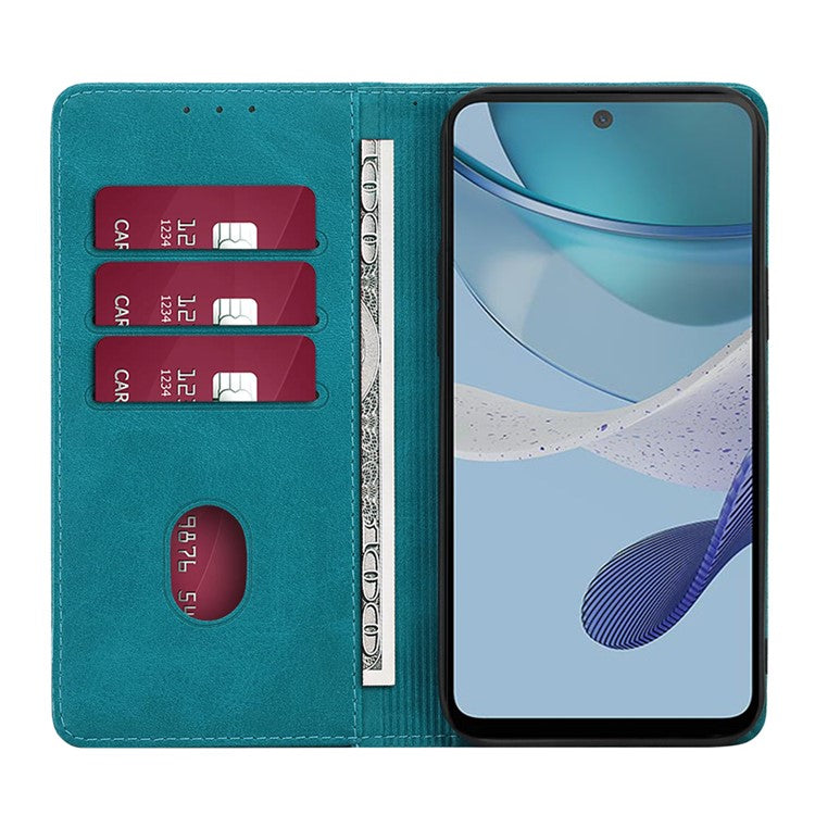 Anti-drop Leather Phone Case for Motorola Moto G73 5G , Calf Texture Wallet Stand Phone Cover - Baby Blue