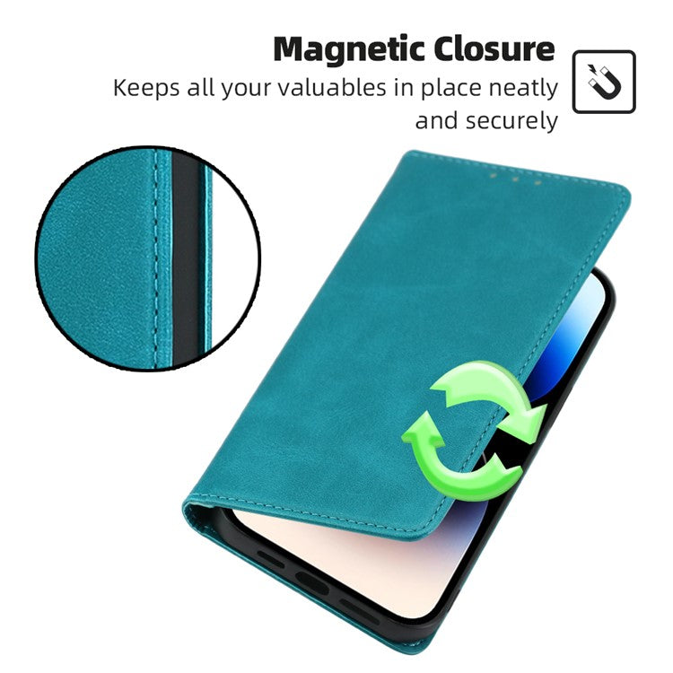 Anti-drop Leather Phone Case for Motorola Moto G73 5G , Calf Texture Wallet Stand Phone Cover - Baby Blue