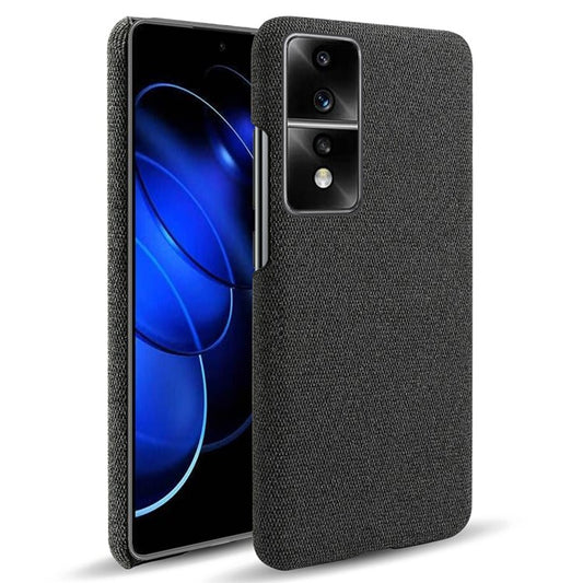 For Honor 80 GT 5G Drop Resistant Cellphone Case Solid Color Hard PC+Cloth Phone Back Cover - Black