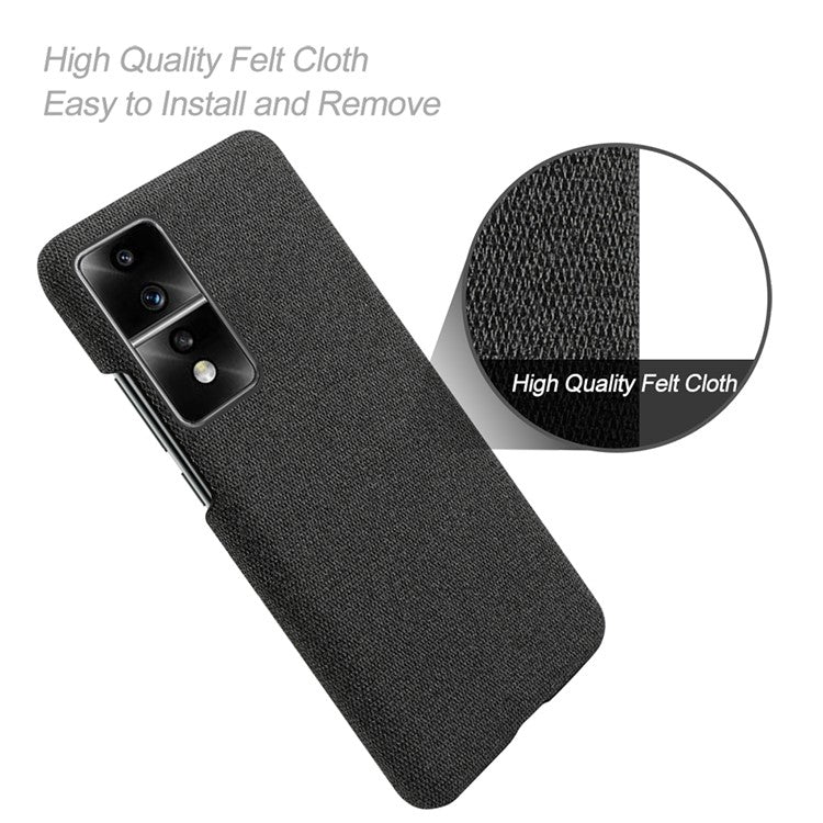 For Honor 80 GT 5G Drop Resistant Cellphone Case Solid Color Hard PC+Cloth Phone Back Cover - Black