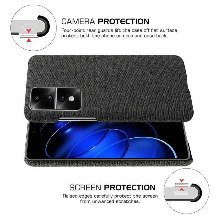 For Honor 80 GT 5G Drop Resistant Cellphone Case Solid Color Hard PC+Cloth Phone Back Cover - Black