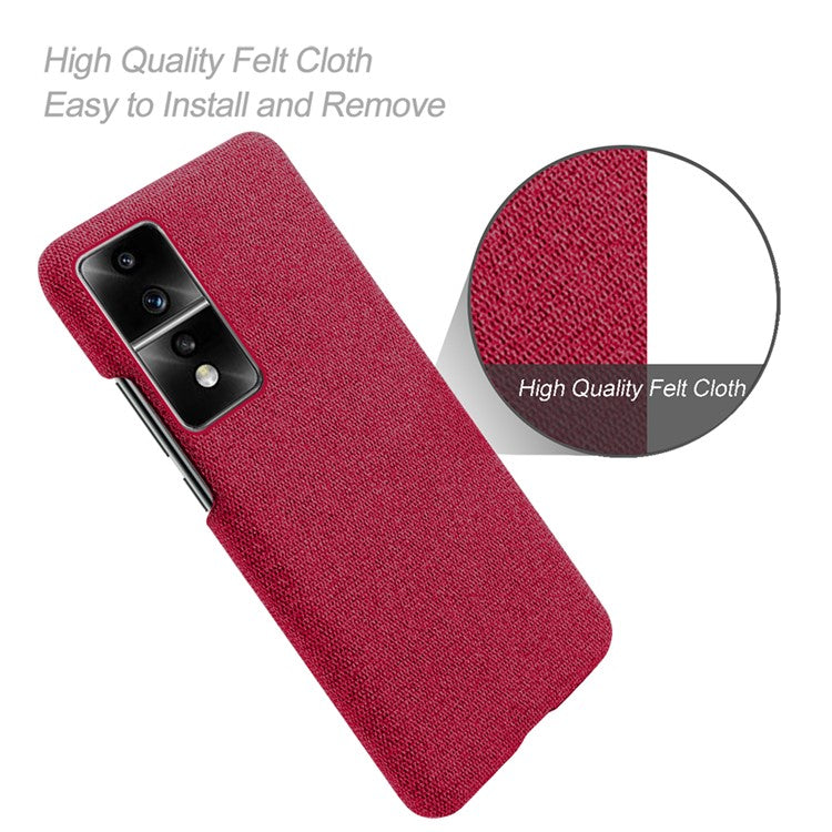 For Honor 80 GT 5G Drop Resistant Cellphone Case Solid Color Hard PC+Cloth Phone Back Cover - Red