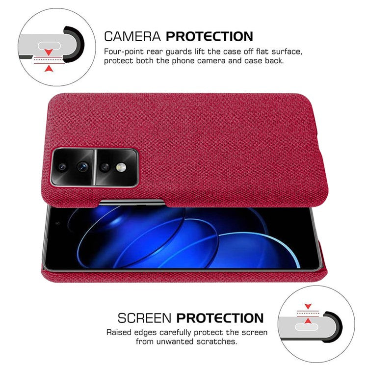 For Honor 80 GT 5G Drop Resistant Cellphone Case Solid Color Hard PC+Cloth Phone Back Cover - Red