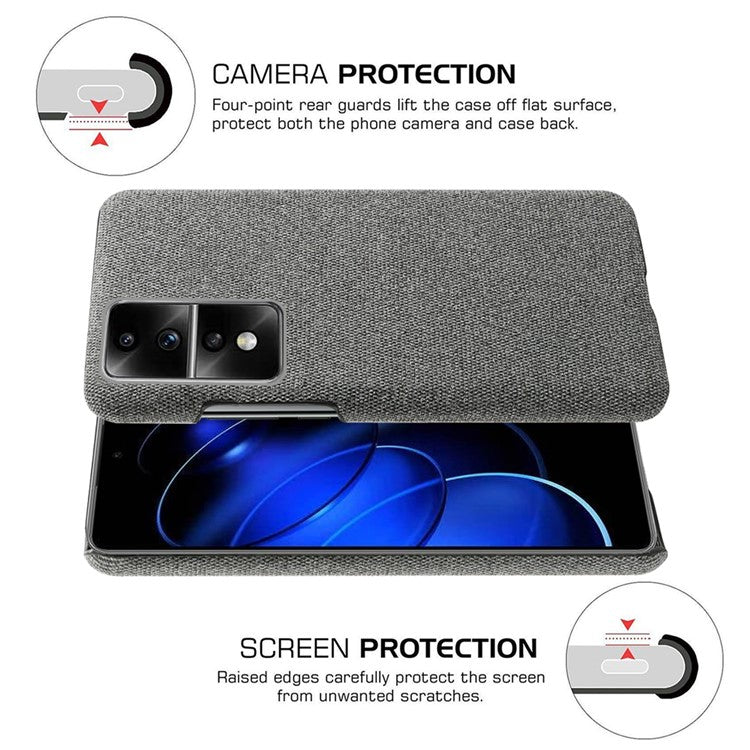 For Honor 80 GT 5G Drop Resistant Cellphone Case Solid Color Hard PC+Cloth Phone Back Cover - Grey