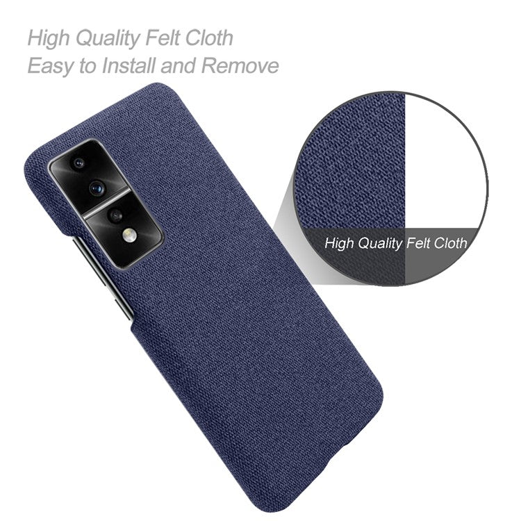 For Honor 80 GT 5G Drop Resistant Cellphone Case Solid Color Hard PC+Cloth Phone Back Cover - Blue