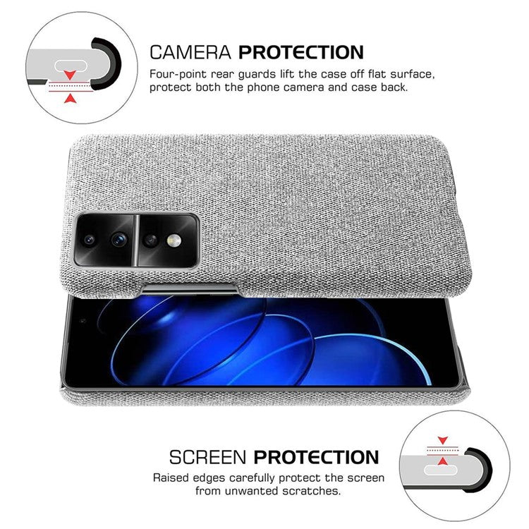 For Honor 80 GT 5G Drop Resistant Cellphone Case Solid Color Hard PC+Cloth Phone Back Cover - Light Grey