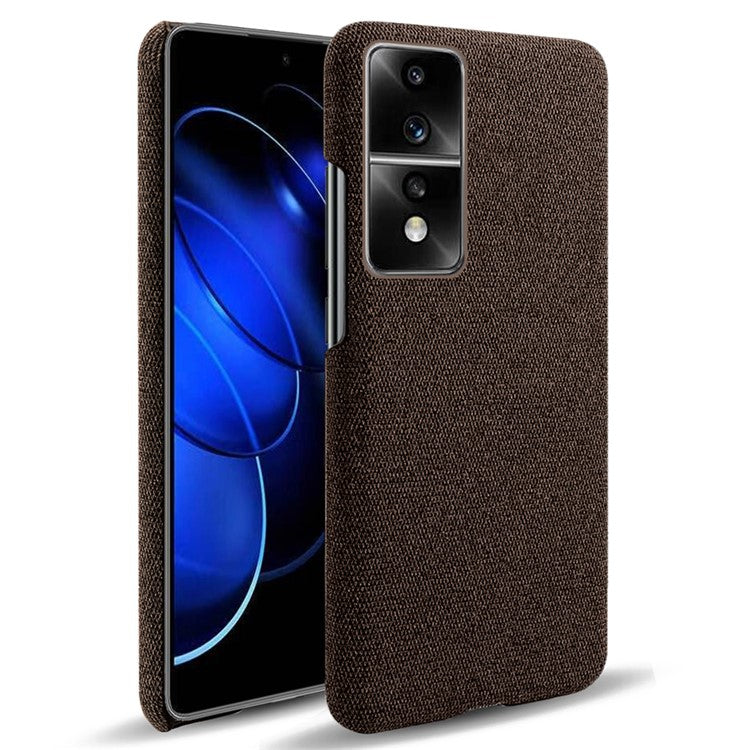 For Honor 80 GT 5G Drop Resistant Cellphone Case Solid Color Hard PC+Cloth Phone Back Cover - Brown