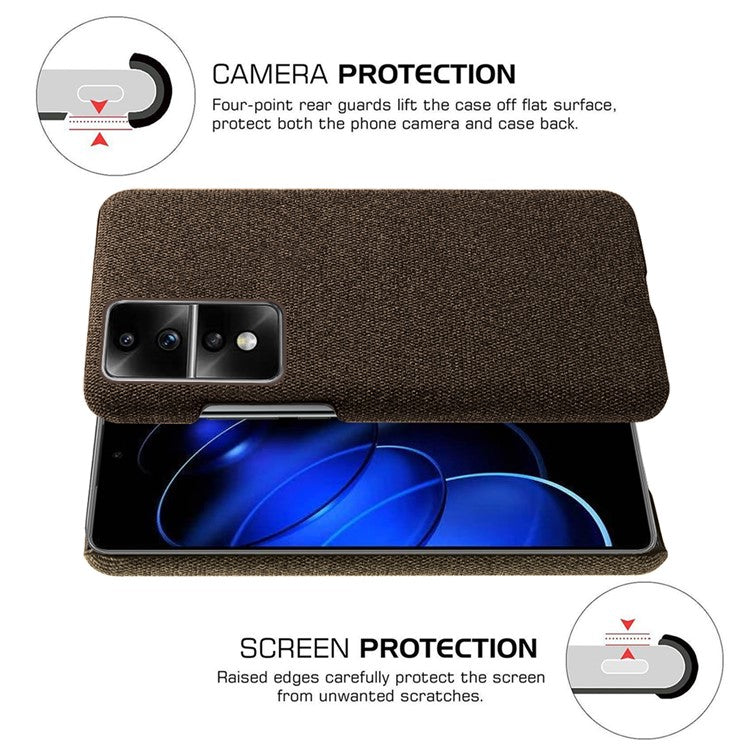 For Honor 80 GT 5G Drop Resistant Cellphone Case Solid Color Hard PC+Cloth Phone Back Cover - Brown
