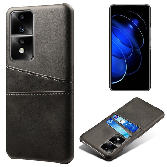 Dual Card Slots Phone Cover for Honor 80 GT 5G , PU Leather Coated+PC Phone Case - Black