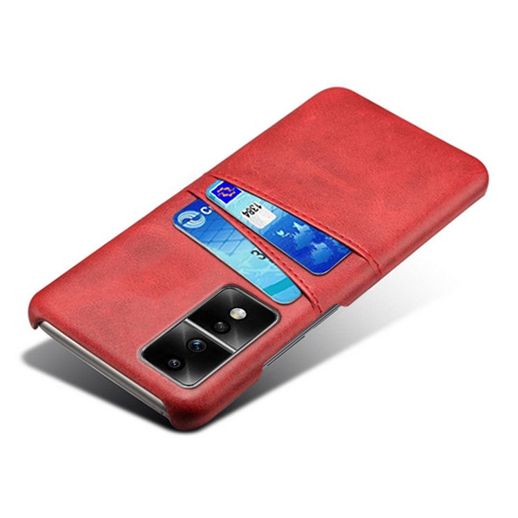 Dual Card Slots Phone Cover for Honor 80 GT 5G , PU Leather Coated+PC Phone Case - Red