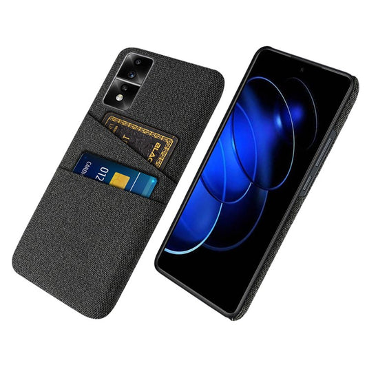 For Honor 80 GT 5G Dual Card Slots Phone Case Hard PC Soft Cloth Texture Protective Cover - Black