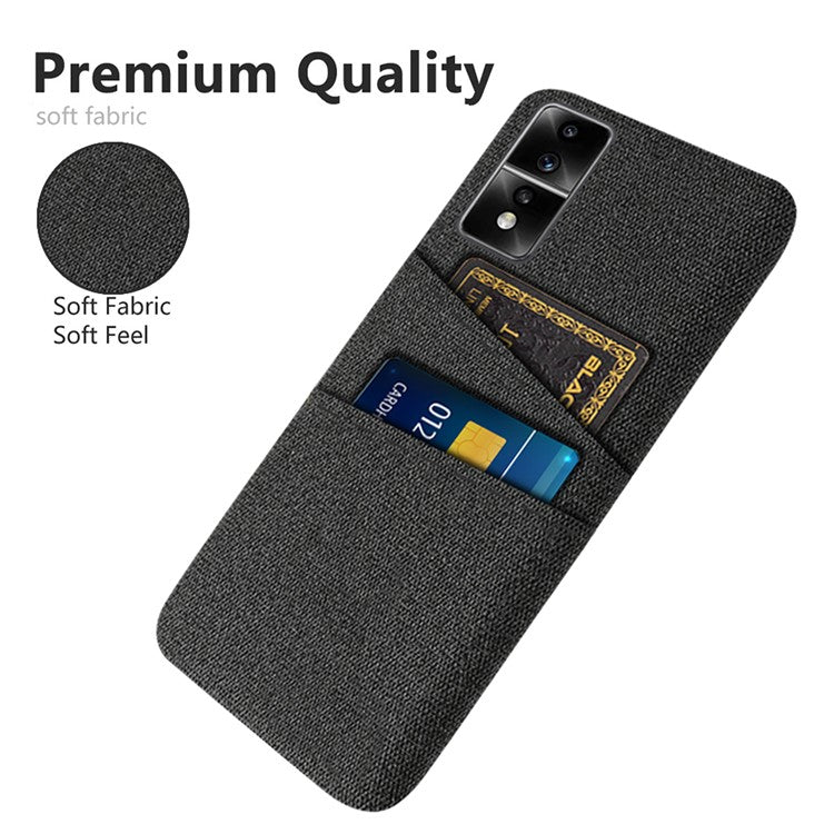 For Honor 80 GT 5G Dual Card Slots Phone Case Hard PC Soft Cloth Texture Protective Cover - Black