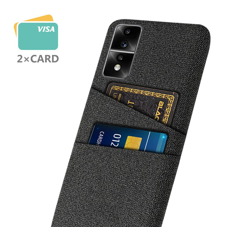 For Honor 80 GT 5G Dual Card Slots Phone Case Hard PC Soft Cloth Texture Protective Cover - Black
