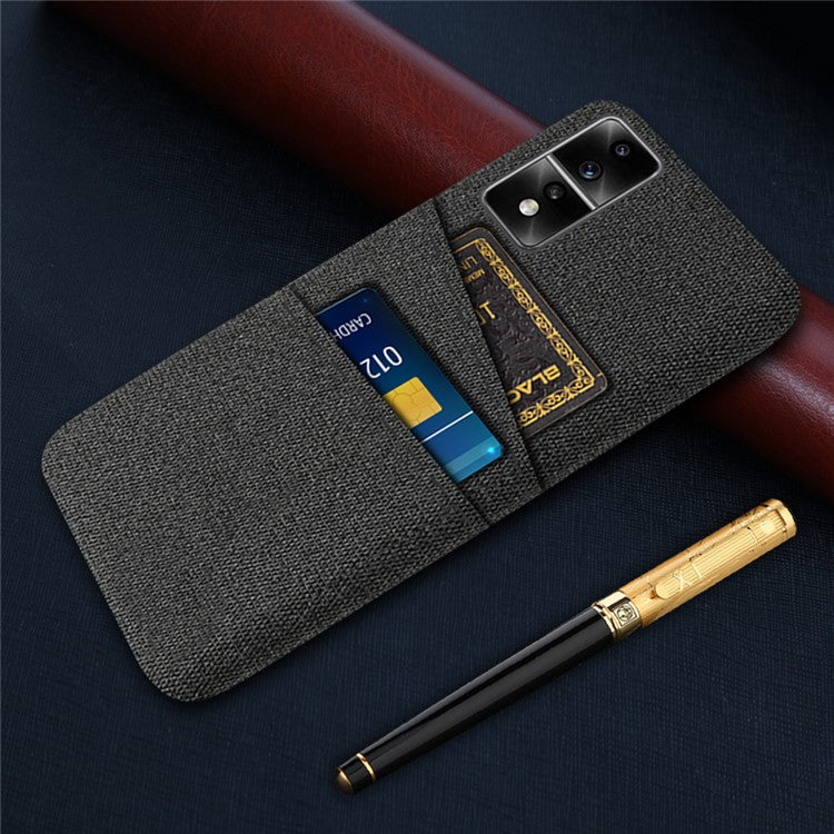 For Honor 80 GT 5G Dual Card Slots Phone Case Hard PC Soft Cloth Texture Protective Cover - Black
