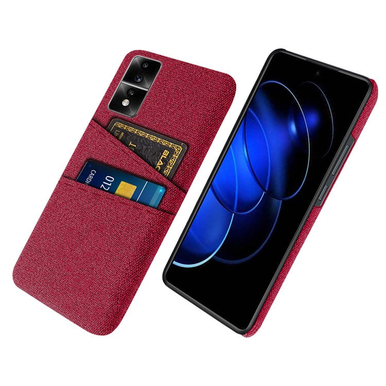For Honor 80 GT 5G Dual Card Slots Phone Case Hard PC Soft Cloth Texture Protective Cover - Red